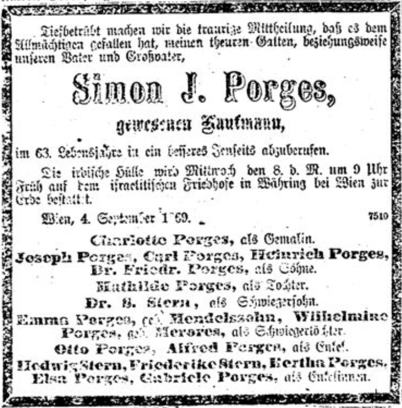 Obituary of Simon J. Porges